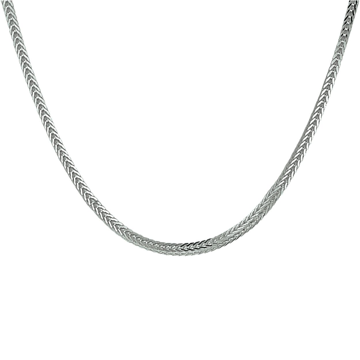 Zilver gerhodineerd vossestaart collier. 50cm