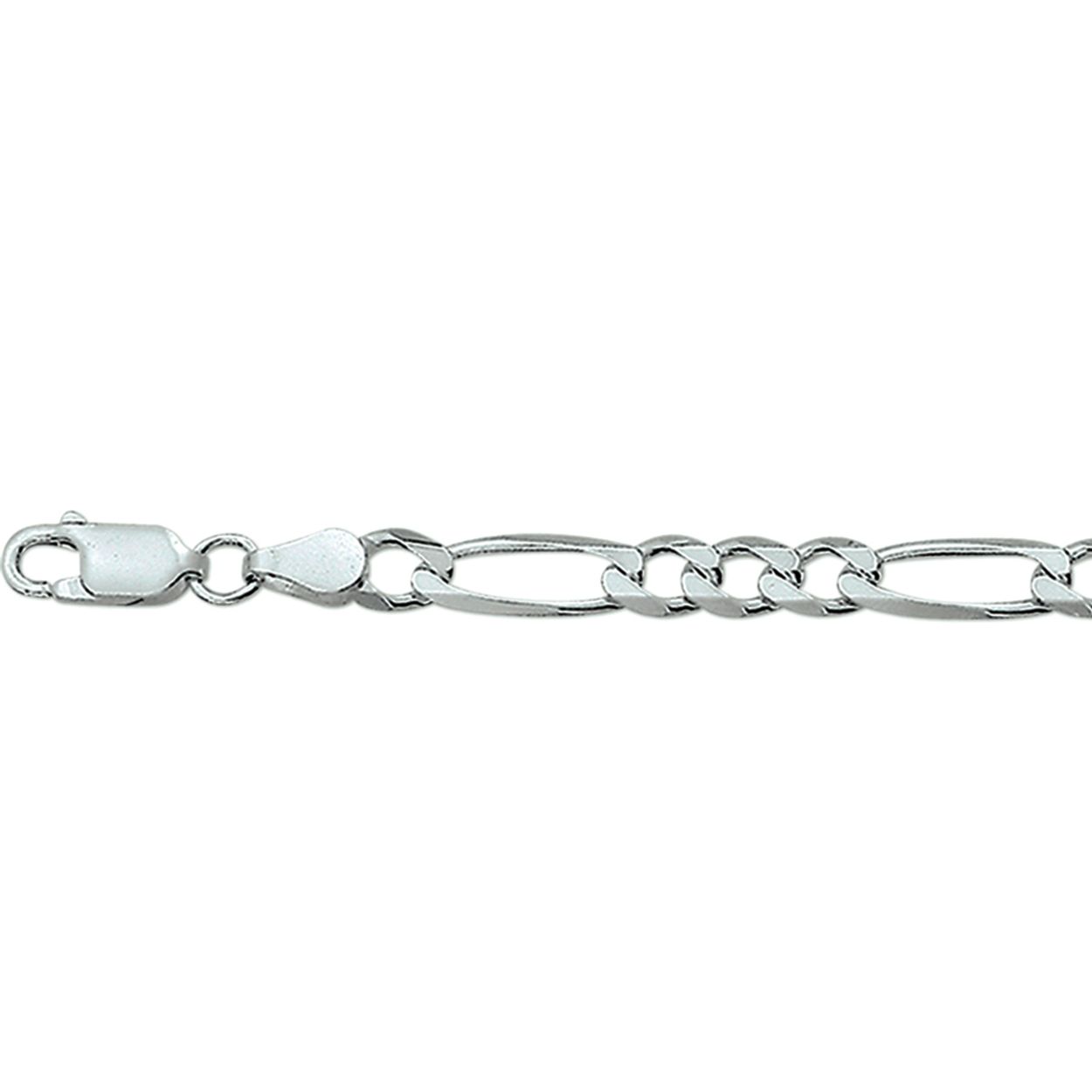 Gerhodineerd 925 zilveren lengte artikel met figaro schakel. De schakelbreedte is 4.5mm.