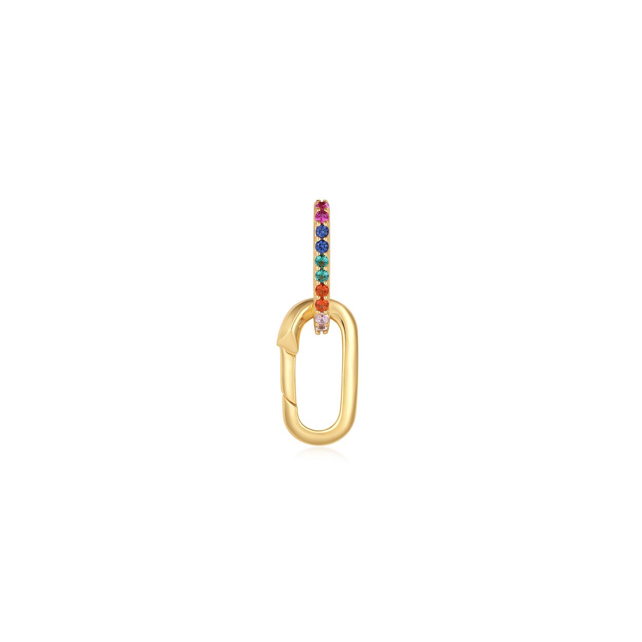 Productbeschrijving 
Voeg bedels toe aan je halskettingen, armbanden of oorbellen met een sprankelend vleugje kleur. Deze prachtige regenboog bedelconnector is gemaakt van 925 sterling zilver met 14 karaat gouden plating. Bevestig het verbindingsstuk aan een ketting, armband of oorbel naar keuze en klik je bedels erop voor het perfecte persoonlijke detail. Het verbindingsstuk kan ook worden gebruikt om kettingen of armbanden te verlengen en andere schakelkettingen toe te voegen. Dit sieraad is afgewerkt met een rij gekleurde zirkonia steentjes, geïnspireerd op het levendige Pop Art tijdperk.

Het Merk
Geïnspireerd door de laatste fashion trends is Ania Haie het toonaangevende sieradenmerk voor hoogkwalitatieve maar ook betaalbare zilveren sieraden, zonder op de kwaliteit in te leveren. Iedere collectie is gebaseerd op de laatste catwalktrends, waardoor Ania Haie snel tot hét sieradenmerk voor stijlbewuste consumenten is verkozen. Elk sieraad wordt ontworpen om te combineren met andere sieraden waardoor je je eigen look kunt creëren. Maar ook zijn Ania Haie sieraden opvallend genoeg om op zichzelf te dragen.

How It All Started
Met een passie voor kwalitatieve sieraden met stijl én het besef dat de mode bewuste vrouw niet wil inleveren op kwaliteit is Ania Haie geboren. De Ania Haie oprichters zagen later dat de moderne vrouw van vandaag graag sieraden combineert en layered om haar individualiteit te omarmen, de kans werd aangegrepen en de droom werd werkelijkheid.

Volg ons ook op social media
Wil jij op de hoogte blijven van nieuwe collecties, toffe combinaties en de laatste sieraden trends? Hou ons dan ook in de gaten op social media. Daarnaast inspireren wij jou dagelijks met verschillende looks en mix & match combinaties! Deel gerust jouw eigen unieke Ania Haie look door de hashtag #aniahaiexme te gebruiken. Wie weet wordt jouw look gerepost op één van onze kanalen!
Je kunt ons volgen op Facebook en Instagram.