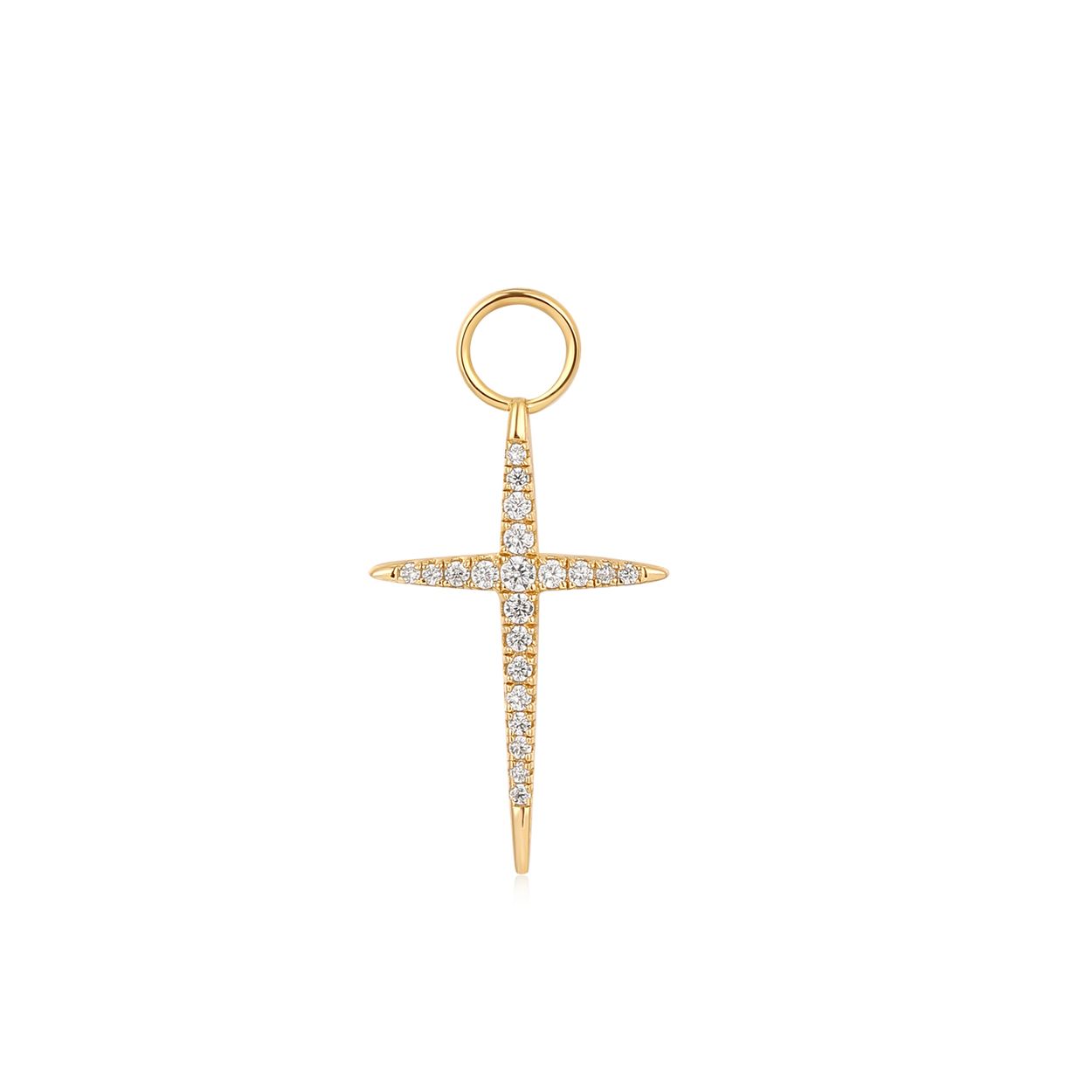 Productbeschrijving 
Geef je oorringen een upgrade met deze trendy kruis oorbedel. Perfect om een glanzend detail toe te voegen. De bedel bevat zirkonia stenen en is gemaakt van 925 sterling zilver met 14 karaat gouden plating. Schuif eenvoudig de bedel over je favoriete oorringen.

Het Merk
GeÃ¯nspireerd door de laatste fashion trends is Ania Haie het toonaangevende sieradenmerk voor hoogkwalitatieve maar ook betaalbare zilveren sieraden, zonder op de kwaliteit in te leveren. Iedere collectie is gebaseerd op de laatste catwalktrends, waardoor Ania Haie snel tot hÃ©t sieradenmerk voor stijlbewuste consumenten is verkozen. Elk sieraad wordt ontworpen om te combineren met andere sieraden waardoor je je eigen look kunt creÃ«ren. Maar ook zijn Ania Haie sieraden opvallend genoeg om op zichzelf te dragen.

How It All Started
Met een passie voor kwalitatieve sieraden met stijl Ã©n het besef dat de mode bewuste vrouw niet wil inleveren op kwaliteit is Ania Haie geboren. De Ania Haie oprichters zagen later dat de moderne vrouw van vandaag graag sieraden combineert en layered om haar individualiteit te omarmen, de kans werd aangegrepen en de droom werd werkelijkheid.

Volg ons ook op social media
Wil jij op de hoogte blijven van nieuwe collecties, toffe combinaties en de laatste sieraden trends? Hou ons dan ook in de gaten op social media. Daarnaast inspireren wij jou dagelijks met verschillende looks en mix & match combinaties! Deel gerust jouw eigen unieke Ania Haie look door de hashtag #aniahaiexme te gebruiken. Wie weet wordt jouw look gerepost op Ã©Ã©n van onze kanalen!
Je kunt ons volgen op Facebook en Instagram.