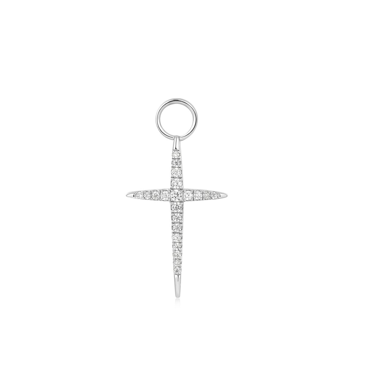  Geef je oorringen een upgrade met deze trendy kruis oorbedel. Perfect om een glanzend detail toe te voegen. De bedel bevat zirkonia stenen en is gemaakt van 925 sterling zilver met rhodium plating. Schuif eenvoudig de bedel over je favoriete oorringen.
