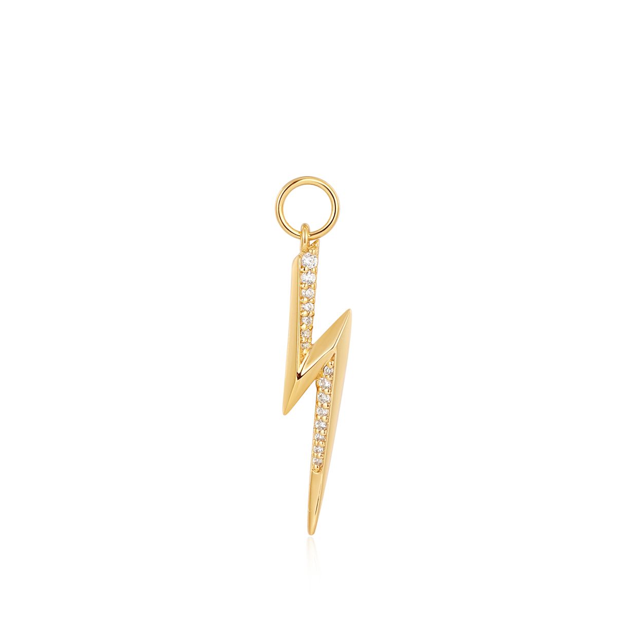 Productbeschrijving 
Geef je oorringen een upgrade met deze bliksem oorbedel. Perfect om een glanzend detail toe te voegen. De bedel bevat zirkonia stenen en is gemaakt van 925 sterling zilver met 14 karaat gouden plating. Schuif eenvoudig de bedel over je favoriete oorringen.

Het Merk
GeÃ¯nspireerd door de laatste fashion trends is Ania Haie het toonaangevende sieradenmerk voor hoogkwalitatieve maar ook betaalbare zilveren sieraden, zonder op de kwaliteit in te leveren. Iedere collectie is gebaseerd op de laatste catwalktrends, waardoor Ania Haie snel tot hÃ©t sieradenmerk voor stijlbewuste consumenten is verkozen. Elk sieraad wordt ontworpen om te combineren met andere sieraden waardoor je je eigen look kunt creÃ«ren. Maar ook zijn Ania Haie sieraden opvallend genoeg om op zichzelf te dragen.

How It All Started
Met een passie voor kwalitatieve sieraden met stijl Ã©n het besef dat de mode bewuste vrouw niet wil inleveren op kwaliteit is Ania Haie geboren. De Ania Haie oprichters zagen later dat de moderne vrouw van vandaag graag sieraden combineert en layered om haar individualiteit te omarmen, de kans werd aangegrepen en de droom werd werkelijkheid.

Volg ons ook op social media
Wil jij op de hoogte blijven van nieuwe collecties, toffe combinaties en de laatste sieraden trends? Hou ons dan ook in de gaten op social media. Daarnaast inspireren wij jou dagelijks met verschillende looks en mix & match combinaties! Deel gerust jouw eigen unieke Ania Haie look door de hashtag #aniahaiexme te gebruiken. Wie weet wordt jouw look gerepost op Ã©Ã©n van onze kanalen!
Je kunt ons volgen op Facebook en Instagram.