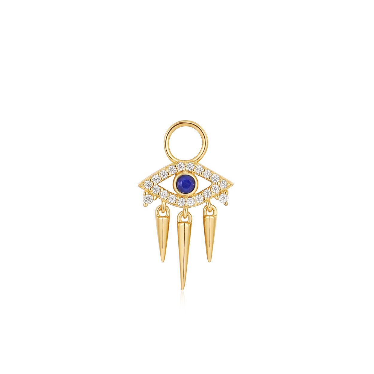 Productbeschrijving 
Geef je oorringen een upgrade met deze spirituele boze oog oorbedel. De bedel is gemaakt van 925 sterling zilver met 14 karaat gouden plating en is bezet met glinsterende zirkonia's en een blauwe lapis edelsteen. Schuif eenvoudig de bedel over je favoriete oorringen.

Het Merk
GeÃ¯nspireerd door de laatste fashion trends is Ania Haie het toonaangevende sieradenmerk voor hoogkwalitatieve maar ook betaalbare zilveren sieraden, zonder op de kwaliteit in te leveren. Iedere collectie is gebaseerd op de laatste catwalktrends, waardoor Ania Haie snel tot hÃ©t sieradenmerk voor stijlbewuste consumenten is verkozen. Elk sieraad wordt ontworpen om te combineren met andere sieraden waardoor je je eigen look kunt creÃ«ren. Maar ook zijn Ania Haie sieraden opvallend genoeg om op zichzelf te dragen.

How It All Started
Met een passie voor kwalitatieve sieraden met stijl Ã©n het besef dat de mode bewuste vrouw niet wil inleveren op kwaliteit is Ania Haie geboren. De Ania Haie oprichters zagen later dat de moderne vrouw van vandaag graag sieraden combineert en layered om haar individualiteit te omarmen, de kans werd aangegrepen en de droom werd werkelijkheid.

Volg ons ook op social media
Wil jij op de hoogte blijven van nieuwe collecties, toffe combinaties en de laatste sieraden trends? Hou ons dan ook in de gaten op social media. Daarnaast inspireren wij jou dagelijks met verschillende looks en mix & match combinaties! Deel gerust jouw eigen unieke Ania Haie look door de hashtag #aniahaiexme te gebruiken. Wie weet wordt jouw look gerepost op Ã©Ã©n van onze kanalen!
Je kunt ons volgen op Facebook en Instagram.
