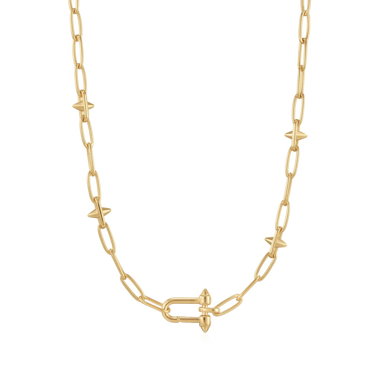Productbeschrijving 
Deze stoere stud schakelketting is gemaakt van 925 sterling zilver met een 14 karaat gouden plating. De ketting is afgewerkt met een connector aan de voorkant waarmee je bedels kunt toevoegen. Je hoeft alleen maar de connector te openen en je favoriete bedels eraan te hangen voor een unieke look. 

Het Merk
GeÃ¯nspireerd door de laatste fashion trends is Ania Haie het toonaangevende sieradenmerk voor hoogkwalitatieve maar ook betaalbare zilveren sieraden, zonder op de kwaliteit in te leveren. Iedere collectie is gebaseerd op de laatste catwalktrends, waardoor Ania Haie snel tot hÃ©t sieradenmerk voor stijlbewuste consumenten is verkozen. Elk sieraad wordt ontworpen om te combineren met andere sieraden waardoor je je eigen look kunt creÃ«ren. Maar ook zijn Ania Haie sieraden opvallend genoeg om op zichzelf te dragen.

How It All Started
Met een passie voor kwalitatieve sieraden met stijl Ã©n het besef dat de mode bewuste vrouw niet wil inleveren op kwaliteit is Ania Haie geboren. De Ania Haie oprichters zagen later dat de moderne vrouw van vandaag graag sieraden combineert en layered om haar individualiteit te omarmen, de kans werd aangegrepen en de droom werd werkelijkheid.

Volg ons ook op social media
Wil jij op de hoogte blijven van nieuwe collecties, toffe combinaties en de laatste sieraden trends? Hou ons dan ook in de gaten op social media. Daarnaast inspireren wij jou dagelijks met verschillende looks en mix & match combinaties! Deel gerust jouw eigen unieke Ania Haie look door de hashtag #aniahaiexme te gebruiken. Wie weet wordt jouw look gerepost op Ã©Ã©n van onze kanalen!
Je kunt ons volgen op Facebook en Instagram.