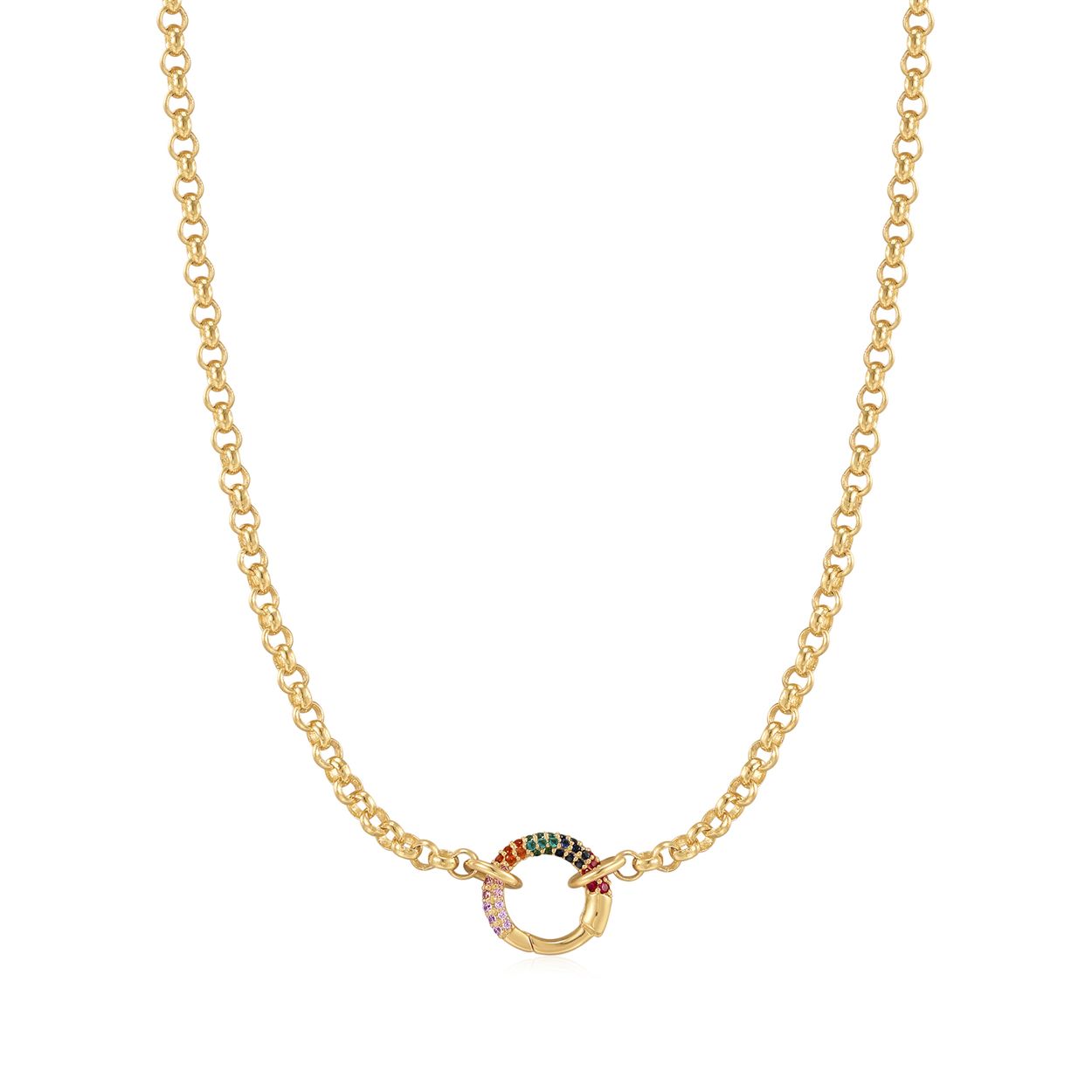 Productbeschrijving 
Kies voor kleur met deze ketting gemaakt van 925 sterling zilver met 14 karaat gouden plating, versierd met een regenboog connector om de look af te maken. De unieke microschakelketting is afgewerkt met een connector aan de voorkant waarmee je bedels kunt toevoegen. Je hoeft alleen maar de connector te openen en je favoriete bedels eraan te hangen voor een unieke look.

Het Merk
Geïnspireerd door de laatste fashion trends is Ania Haie het toonaangevende sieradenmerk voor hoogkwalitatieve maar ook betaalbare zilveren sieraden, zonder op de kwaliteit in te leveren. Iedere collectie is gebaseerd op de laatste catwalktrends, waardoor Ania Haie snel tot hét sieradenmerk voor stijlbewuste consumenten is verkozen. Elk sieraad wordt ontworpen om te combineren met andere sieraden waardoor je je eigen look kunt creëren. Maar ook zijn Ania Haie sieraden opvallend genoeg om op zichzelf te dragen.

How It All Started
Met een passie voor kwalitatieve sieraden met stijl én het besef dat de mode bewuste vrouw niet wil inleveren op kwaliteit is Ania Haie geboren. De Ania Haie oprichters zagen later dat de moderne vrouw van vandaag graag sieraden combineert en layered om haar individualiteit te omarmen, de kans werd aangegrepen en de droom werd werkelijkheid.

Volg ons ook op social media
Wil jij op de hoogte blijven van nieuwe collecties, toffe combinaties en de laatste sieraden trends? Hou ons dan ook in de gaten op social media. Daarnaast inspireren wij jou dagelijks met verschillende looks en mix & match combinaties! Deel gerust jouw eigen unieke Ania Haie look door de hashtag #aniahaiexme te gebruiken. Wie weet wordt jouw look gerepost op één van onze kanalen!
Je kunt ons volgen op Facebook en Instagram.
