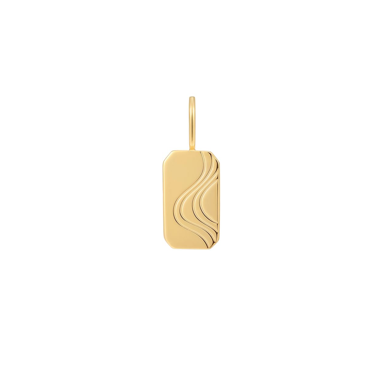 
Geef je ketting een upgrade met deze tag bedel, perfect wanneer je zin hebt in sprankeling. De tag-vormige bedel met gegraveerde golven is gemaakt van 925 sterling zilver met 14 karaat gouden plating. Bevestig je bedel eenvoudig aan een ketting, armband of connector.
