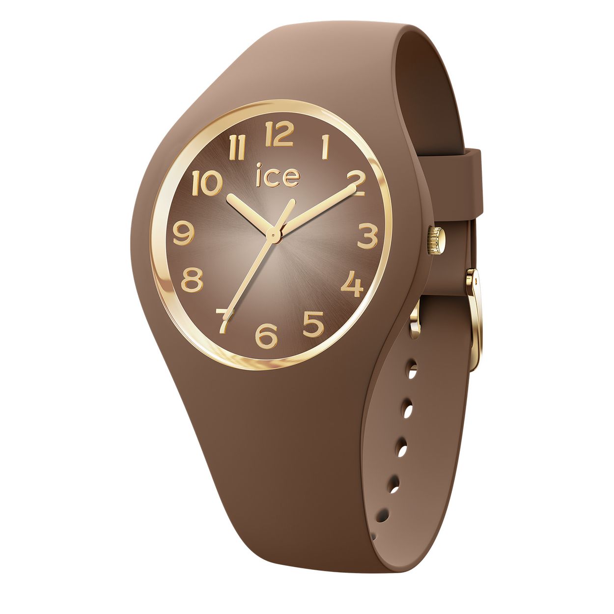 Dit is een dameshorloge van het merk Ice-Watch uit de serie ICE glam secret. Met een horlogekast gemaakt van siliconen en een bruine band van siliconen.