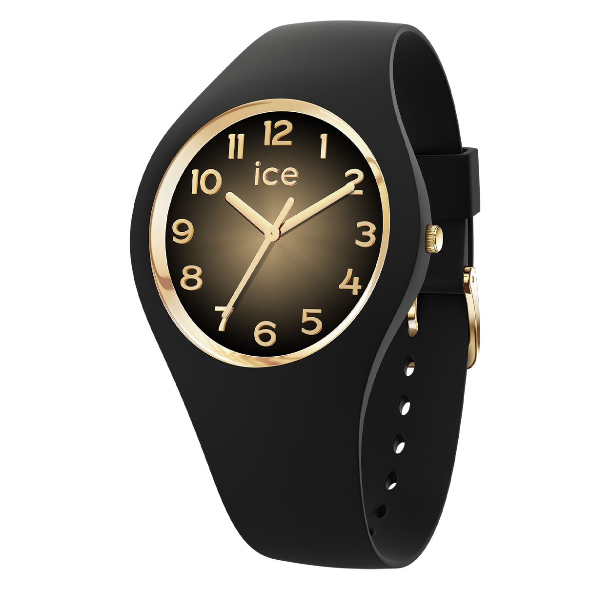 Dit is een dameshorloge van het merk Ice-Watch uit de serie ICE glam secret. Met een horlogekast gemaakt van siliconen en een zwarte band van siliconen.