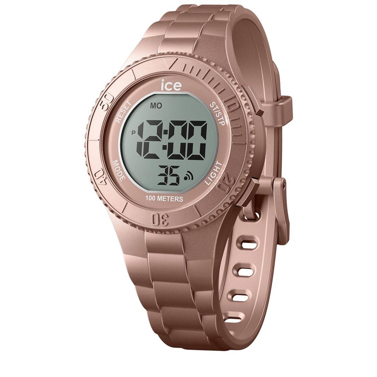 Dit is een horloge van het merk Ice-Watch uit de serie ICE digit. Met een horlogekast gemaakt van kunststof en een goudkleurige band van kunststof.