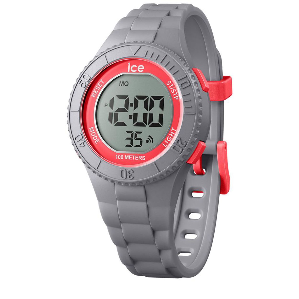 Dit is een horloge van het merk Ice-Watch uit de serie ICE digit. Met een horlogekast gemaakt van kunststof en een grijze band van kunststof.