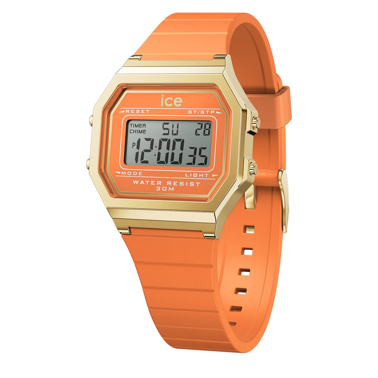 Dit is een horloge van het merk Ice-Watch uit de serie ICE digit retro. Met een horlogekast gemaakt van kunststof en een roze band van siliconen.