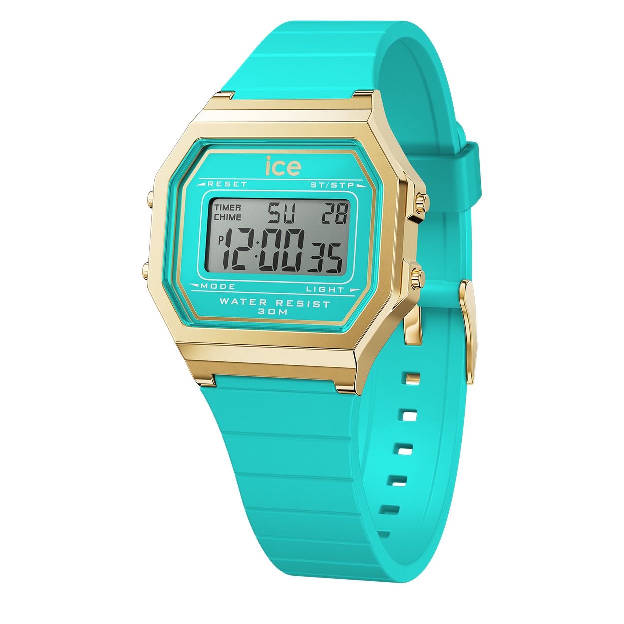 Dit is een horloge van het merk Ice-Watch uit de serie ICE digit retro. Met een horlogekast gemaakt van kunststof en een blauwe band van siliconen.