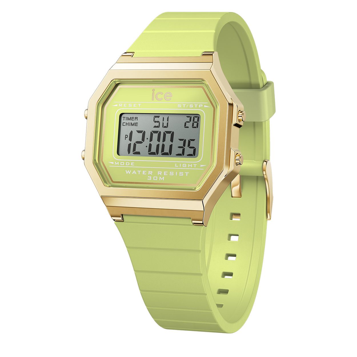 Smelt voor de sprankelende ICE digit retro - Daiquiri green: een horloge waarin functies, comfort en trends samenkomen. Laat je meevoeren door zijn unieke stijl die je meeneemt naar een retro-universum.