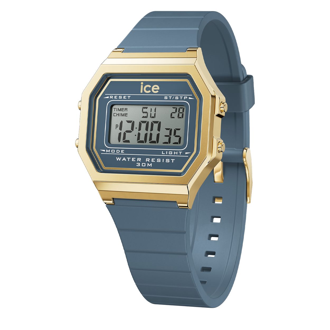 Dit is een horloge van het merk Ice-Watch uit de serie ICE digit retro. Met een horlogekast gemaakt van kunststof en een blauwe band van siliconen.