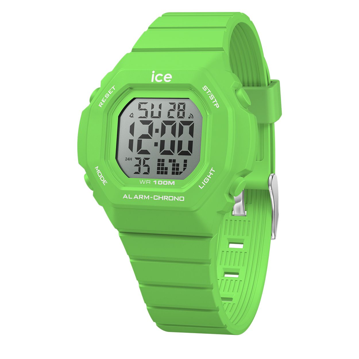 Dit is een horloge van het merk Ice-Watch uit de serie ICE digit ultra. Met een horlogekast gemaakt van kunststof en een groene band van siliconen.