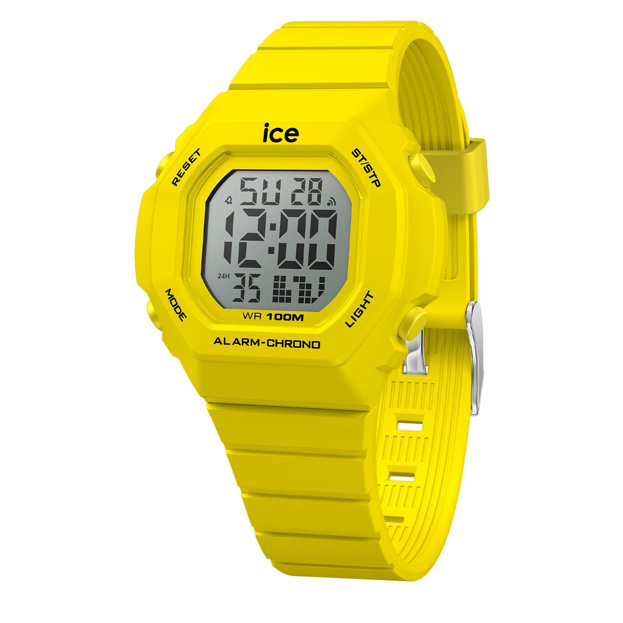 Dit is een horloge van het merk Ice-Watch uit de serie ICE digit ultra. Met een horlogekast gemaakt van kunststof en een gele band van siliconen.