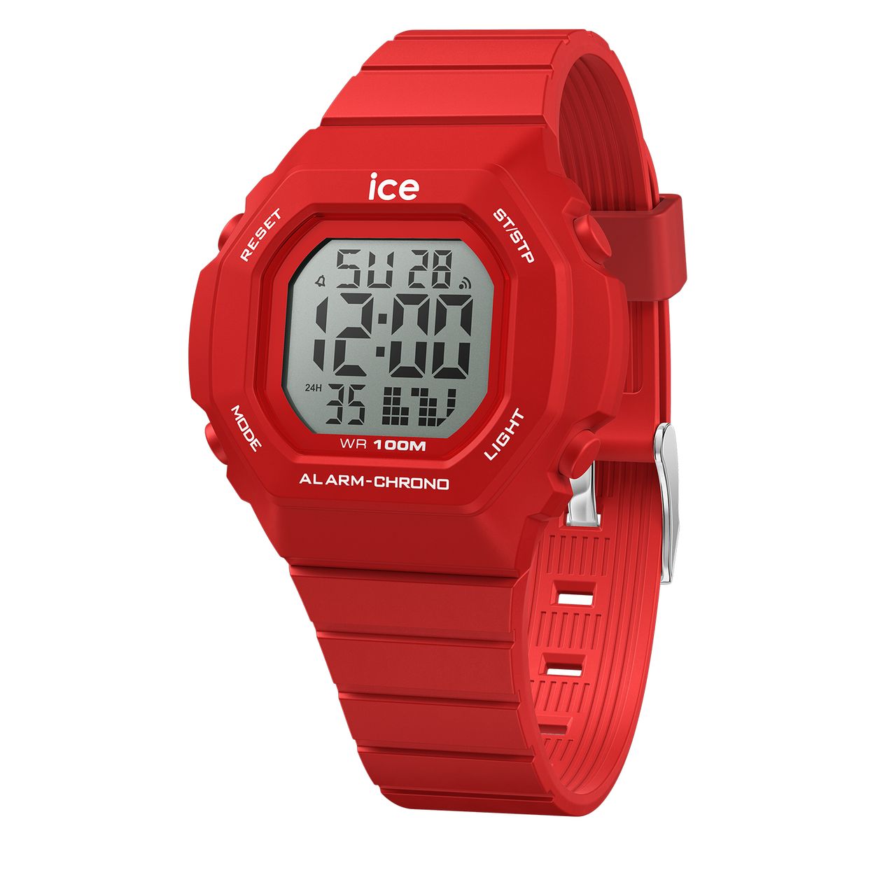 Dit is een horloge van het merk Ice-Watch uit de serie ICE digit ultra. Met een horlogekast gemaakt van kunststof en een rode band van siliconen.