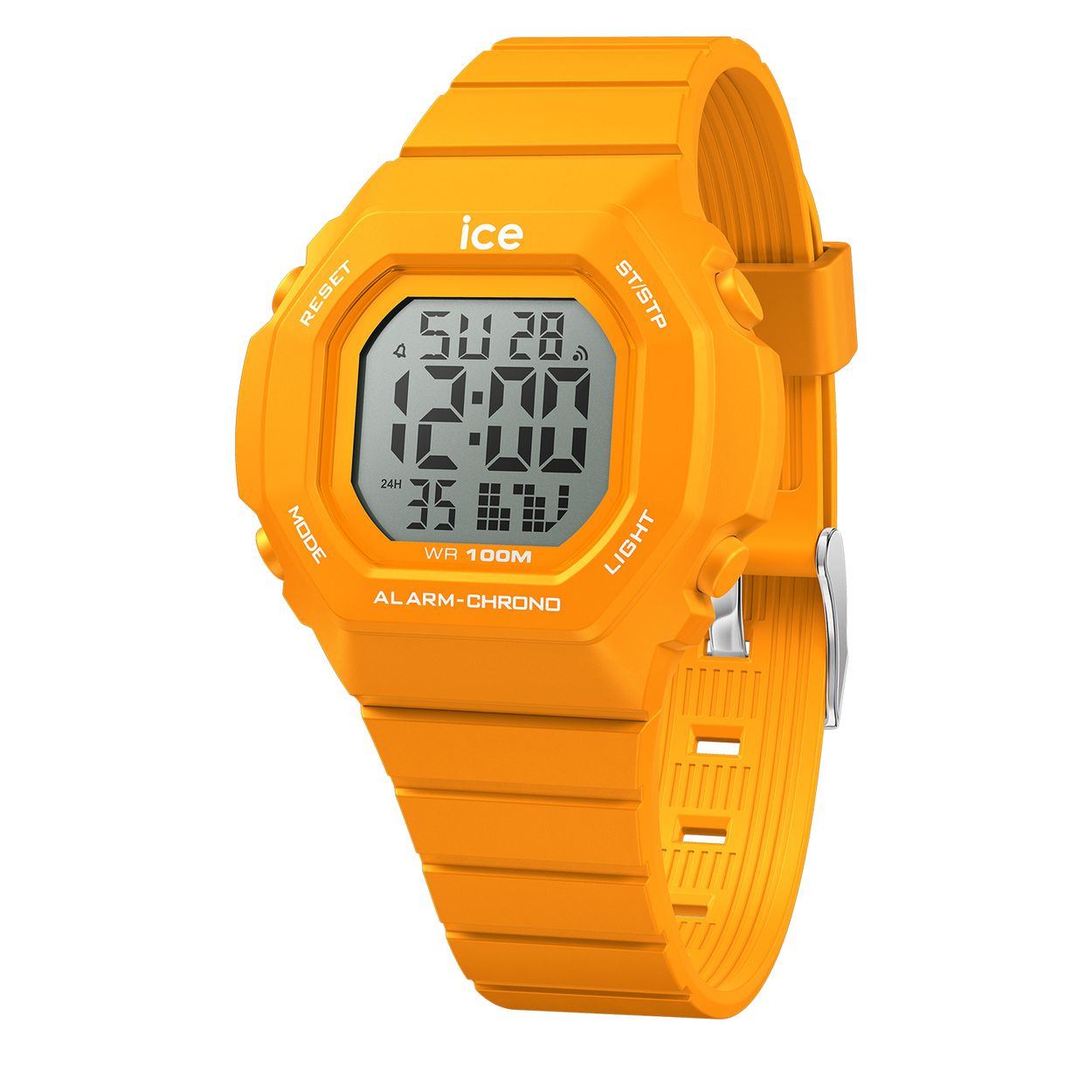 Dit is een horloge van het merk Ice-Watch uit de serie ICE digit ultra. Met een horlogekast gemaakt van kunststof en een oranje band van siliconen.