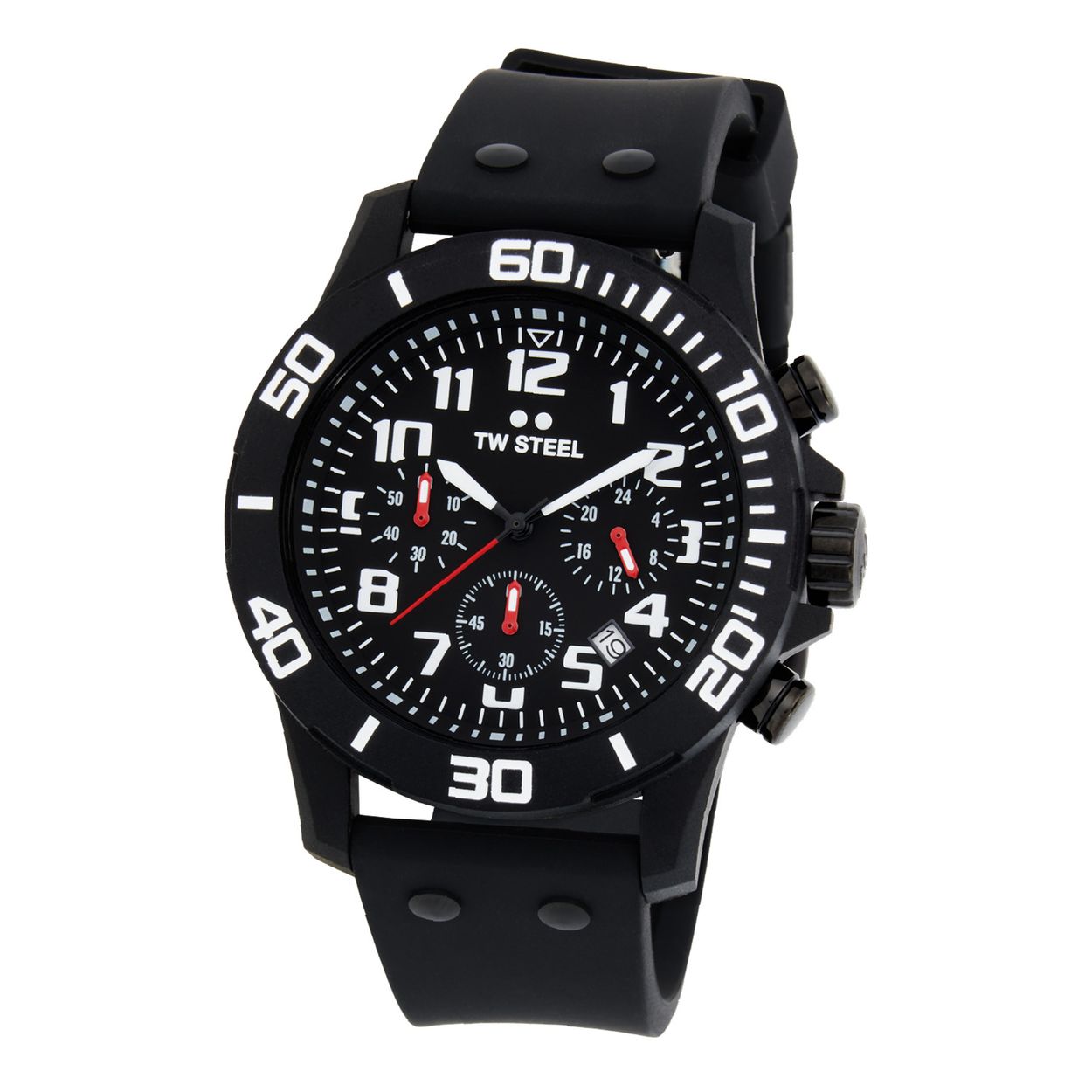 TW Steel TWCA1 Carbon Zwart Zwart 44mm
Deze TW steel uit de Carbon serie met nr TWCA1 is 44mm en heeft een gehard mineraalglas. De TWCA1 valt op door de donkere carbon kast. Carbon is gemaakt van koolstofvezels die zijn ingebed in thermohardende kunstof. Het herenhorloge heeft een bewerkte bezel met tachymeter en een grote schroefkroon. Op de zwarte wijzerplaat zit een chronograaf en datum. De wijzers en uurs-aanduiding zijn duidelijk zichtbaar door de witte opdruk. De rode accenten geven de sportieve uitstraling. Aan de kast zit een zwarte siliconenband met een gespsluiting. Het horloge heeft wereldwijde garantie van 2 jaar en is 10 ATM. Een sportief model.

Het Merk:
TW Steel is een Nederlands horlogemerk. Groot in visie en ongeëvenaard in stijl. Sinds onze oprichting in 2005 geven wij tijd een nieuwe dimensie. Met karakteristieke designs stappen wij af van de gebaande paden.
Ons bereik is wereldwijd, of het nu zakelijk, casual of sportief is, bij de horloge collectie van TW Steel gaat het om kwaliteit en precisie. Een horloge dat je persoonlijkheid onderstreept is altijd binnen handbereik. Vorm en functie gaan samen in onze horloges van Zwitserse top kwaliteit. De kunst om je te onderscheiden vergt zelfvertrouwen en lef.
TW Steel is niet zomaar een horloge, TW Steel is een statement.

Specificaties:
- Carbon horloge kast 44mm
- Zwarte wijzerplaat 
- Zwarte siliconenband
- Gehard mineraalglas
- Schroefkroon
- 10 ATM