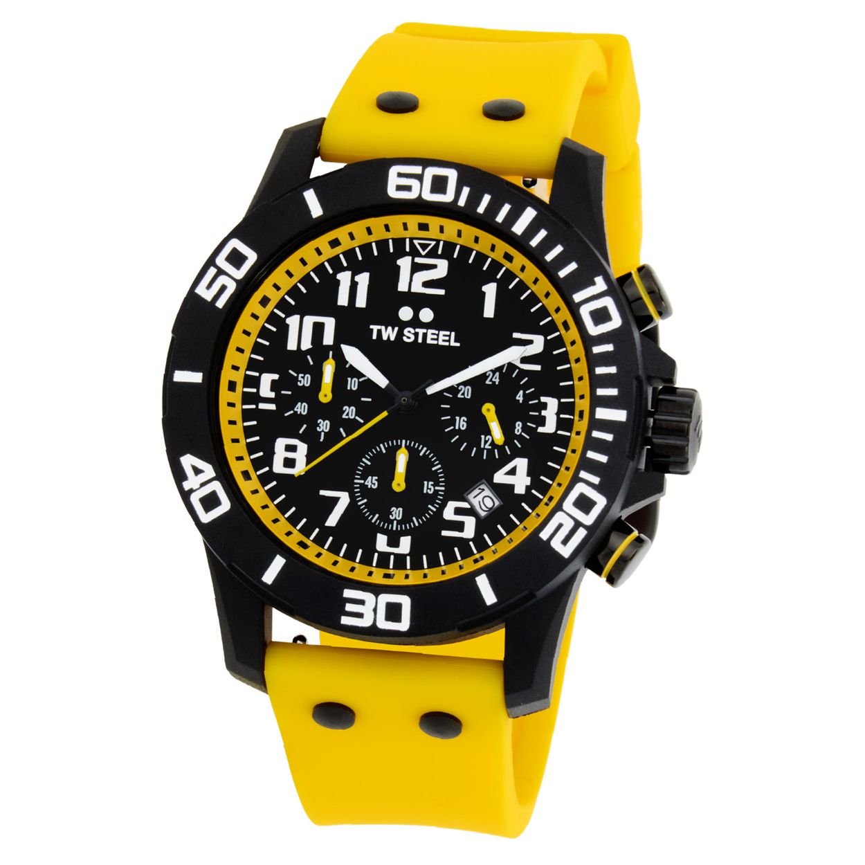 TW Steel TWCA3 Carbon Zwart Geel 44mm
Deze TW steel uit de Carbon serie met nr TWCA3 is 44mm en heeft een gehard mineraalglas. De TWCA3 valt op door de donkere carbon kast. Carbon is gemaakt van koolstofvezels die zijn ingebed in thermohardende kunstof. Het herenhorloge heeft een bewerkte bezel met tachymeter en een grote schroefkroon. Op de zwarte wijzerplaat zit een chronograaf en datum. De wijzers en uurs-aanduiding zijn duidelijk zichtbaar door de witte opdruk. De gele accenten geven de sportieve uitstraling. Aan de kast zit een gele siliconenband met een gespsluiting. Het horloge heeft wereldwijde garantie van 2 jaar en is 10 ATM. Een sportief model.

Het Merk:
TW Steel is een Nederlands horlogemerk. Groot in visie en ongeëvenaard in stijl. Sinds onze oprichting in 2005 geven wij tijd een nieuwe dimensie. Met karakteristieke designs stappen wij af van de gebaande paden.
Ons bereik is wereldwijd, of het nu zakelijk, casual of sportief is, bij de horloge collectie van TW Steel gaat het om kwaliteit en precisie. Een horloge dat je persoonlijkheid onderstreept is altijd binnen handbereik. Vorm en functie gaan samen in onze horloges van Zwitserse top kwaliteit. De kunst om je te onderscheiden vergt zelfvertrouwen en lef.
TW Steel is niet zomaar een horloge, TW Steel is een statement.

Specificaties:
- Carbon horloge kast 44mm
- Zwarte wijzerplaat 
- Gele siliconenband
- Gehard mineraalglas
- Schroefkroon
- 10 ATM