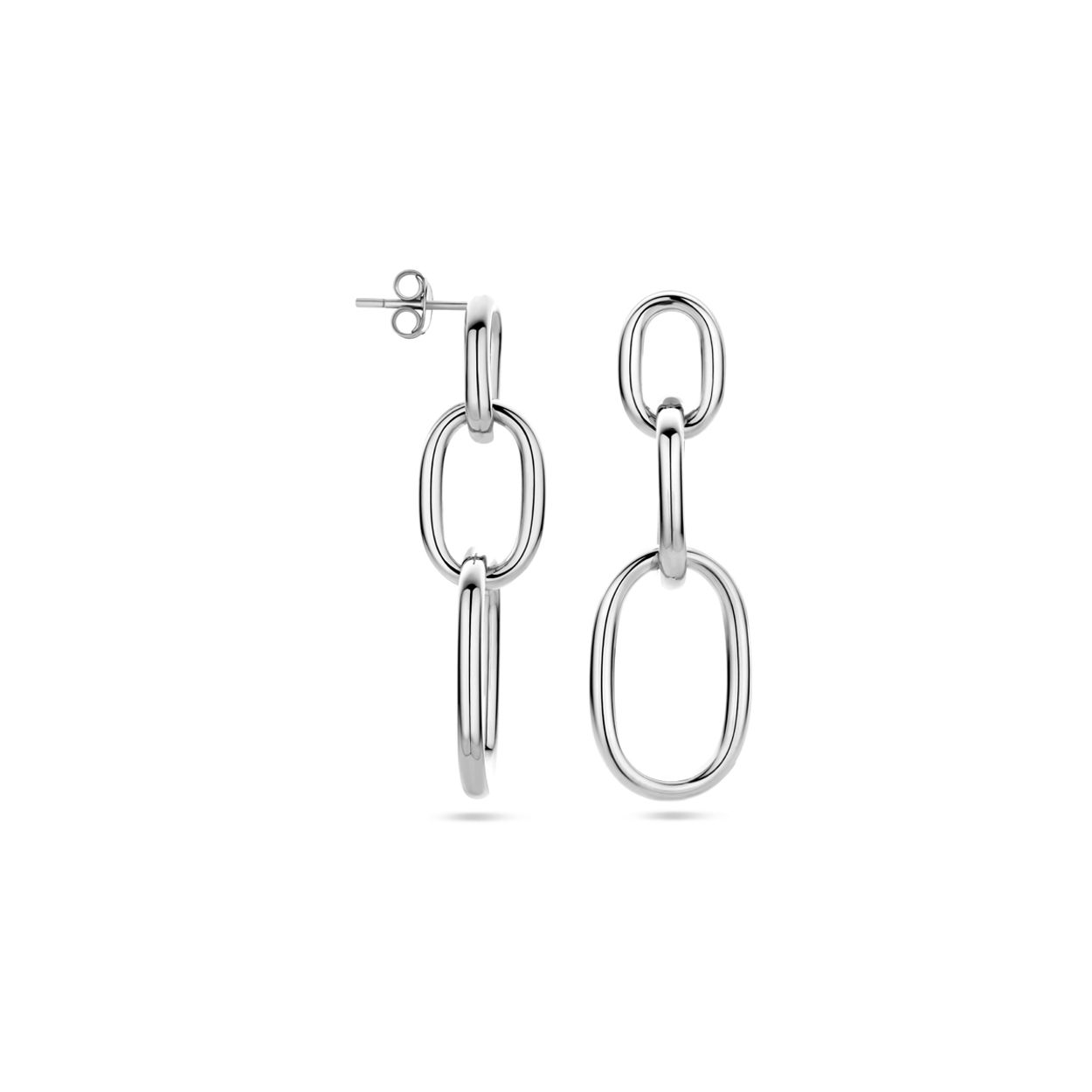 Zilveren oorhangers met ovale schakel