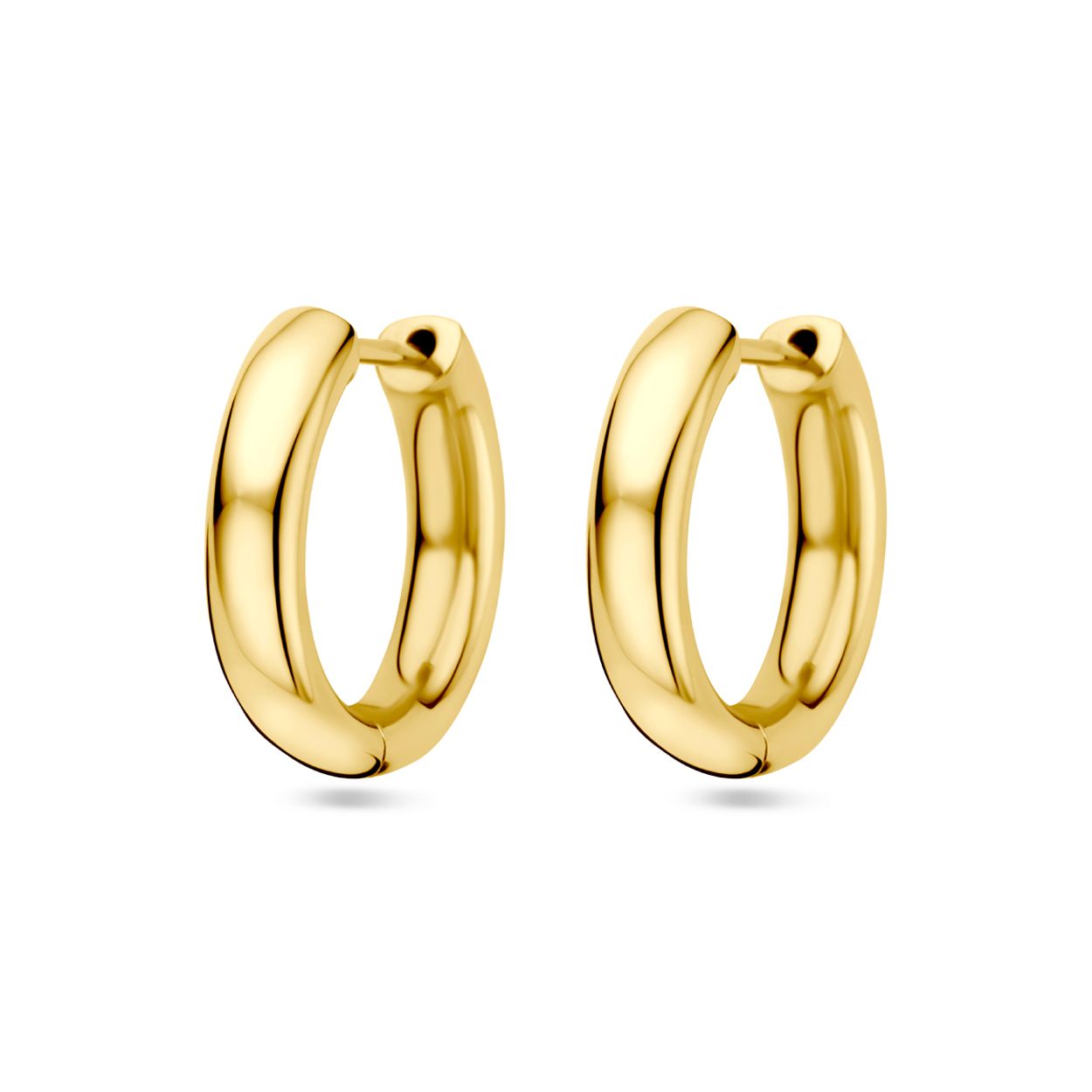 14k Geelgouden klapoorringen met een afmeting van 19x4mm voorzien van een degelijke scharniersluiting