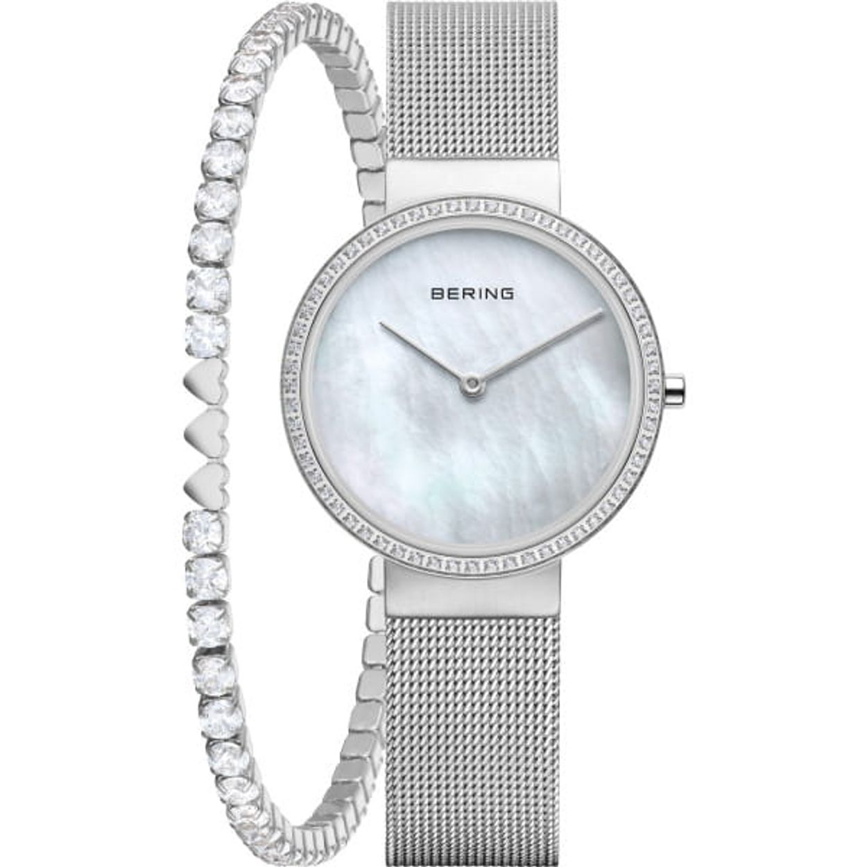  Voor de horloges uit de Classic collectie worden alleen hoogwaardige materialen gebruikt, zoals bijzonder hard, kristalhelder en krasbestendig saffierglas. Dit betekent dat de tijd geen sporen achterlaat op dit horlogeglas. Het gebruikte huidvriendelijke roestvrij staal staat garant voor een glamoureuze look. De koele uitstraling van het staal en de puristische, strakke lijnen van het BERING horlogeontwerp vullen elkaar ideaal aan. De kast - gepolijst of geborsteld - is gemaakt van puur, hoogwaardig roestvrij staal (316L), dat ook in de medische technologie wordt gebruikt.  Puristisch roestvrij staal wordt in de CLASSIC horlogecollectie gecombineerd met delicate, soepele Milanaise banden of edele banden van natuurlijk gelooid kalfsleer. Klassieke elegantie ontmoet een onmiskenbaar comfortabele draagervaring voor de klassiek nobele BERING look. 