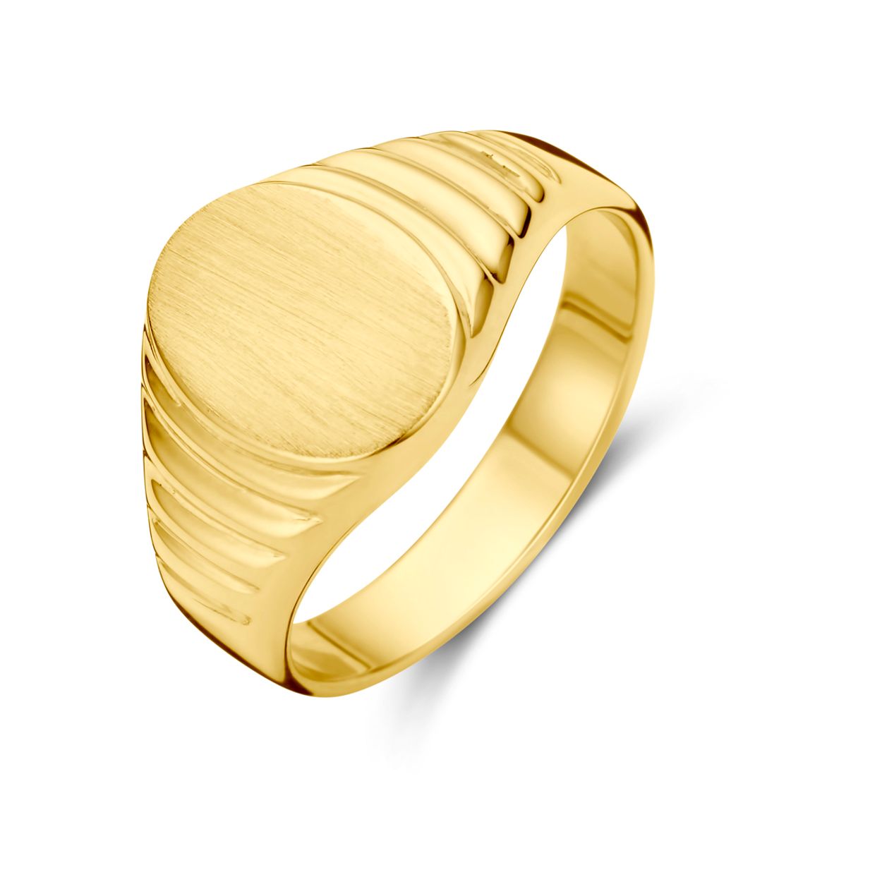 14k Geelgouden ring met een breedte van 11mm.