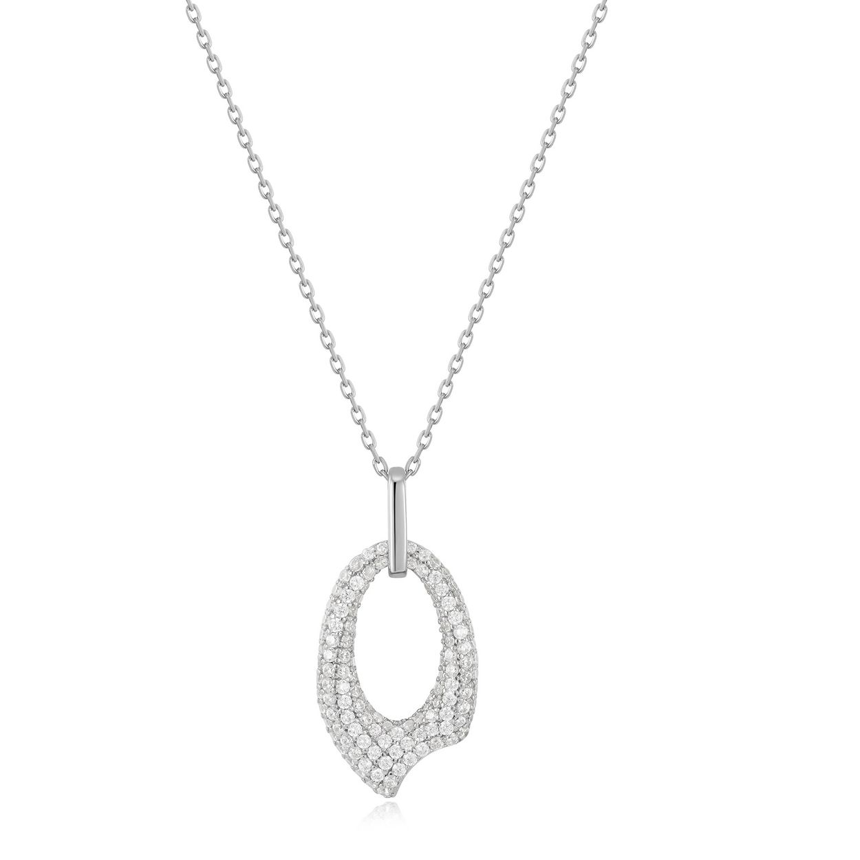 Elegantie met een randje: deze opvallende pavé-hanger, gemaakt van gerodineerd sterling zilver, is een exclusieve keuze dit seizoen. De sprankelende ronde open hanger is aan een zilveren ketting bevestigd en dient als het perfecte solo-statementstuk of als middelpunt van een gelaagde kettinglook. Met een extra verlengstuk bij de sluiting is de ketting in lengte verstelbaar, voor de perfecte pasvorm. Style de jouwe met de andere sieraden van Ania Haie. Voor elke vrouw de perfecte chique look.