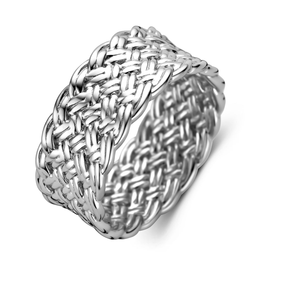Gerhodineerd 925 zilveren ring met een breedte van 8.5mm.