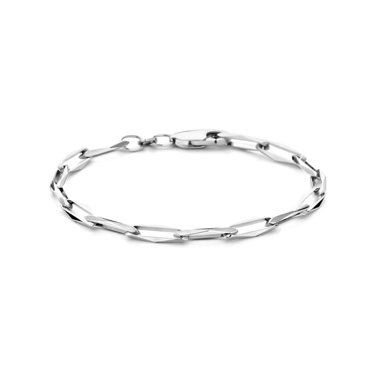Gerhodineerd 925 zilveren armband met een schakelbreedte van 4.5mm. Uitgevoerd met karabijnsluiting.