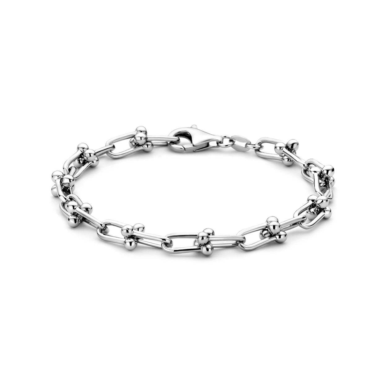 Gerhodineerd 925 zilveren armband met een schakelbreedte van 6.5mm. De armband heeft een draaglengte van 18cm en is uitgevoerd met karabijn sluiting.