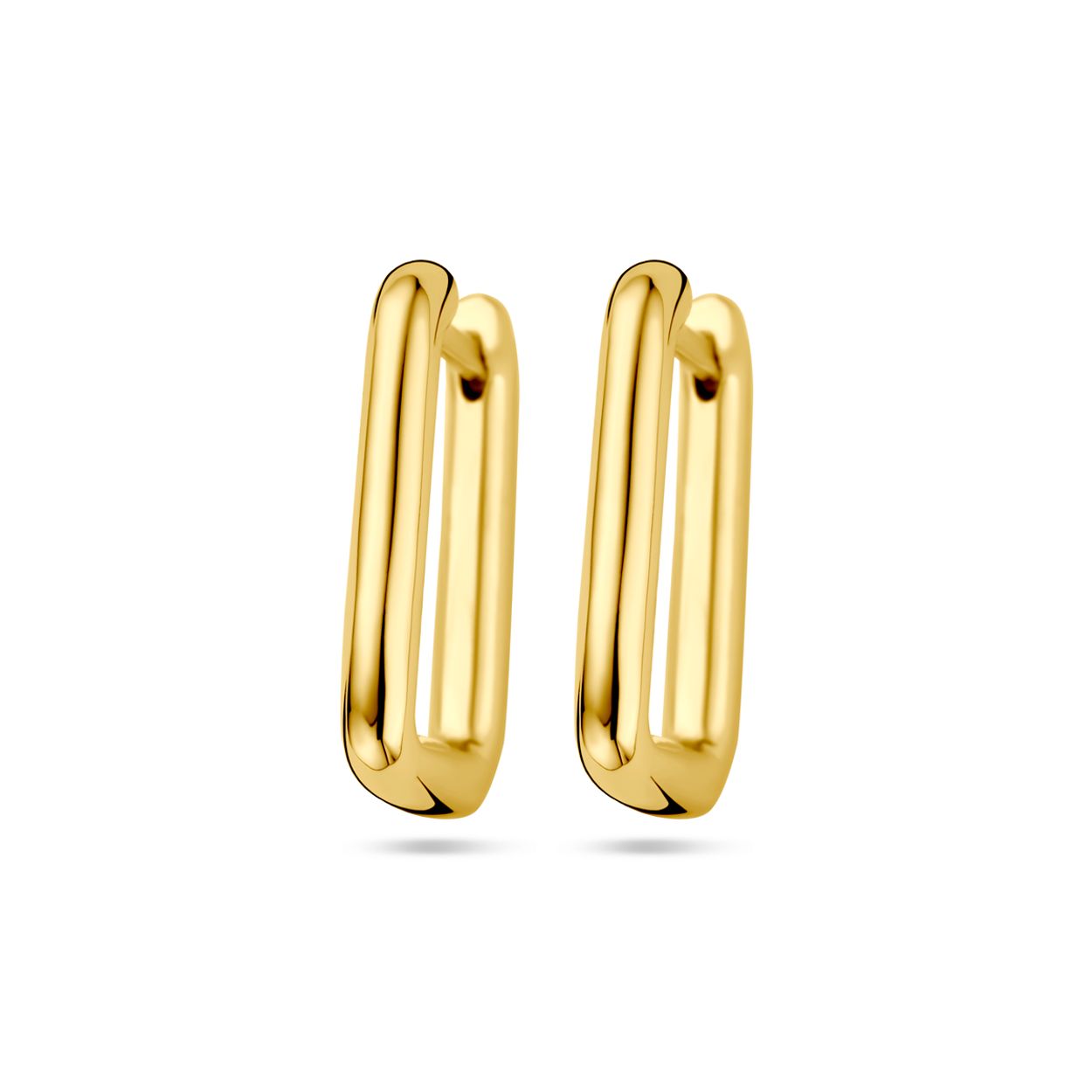 Geelgoud op 925 zilveren klapoorringen met een afmeting van 14.5x2mm (1 micron). Geen garantie op de plating.