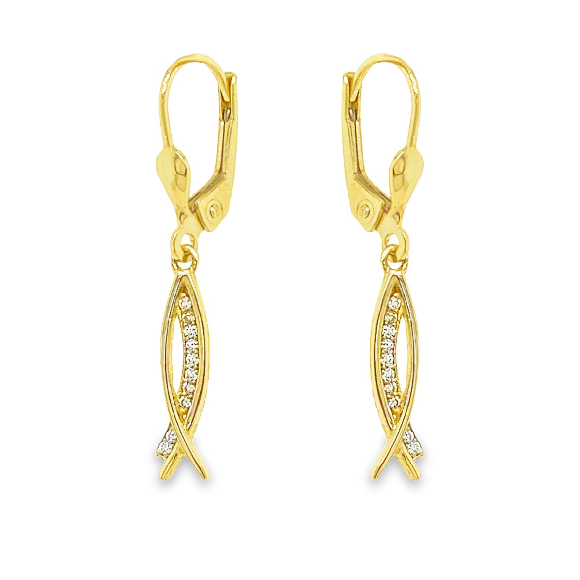 Geelgouden oorhangers met Zirkonia