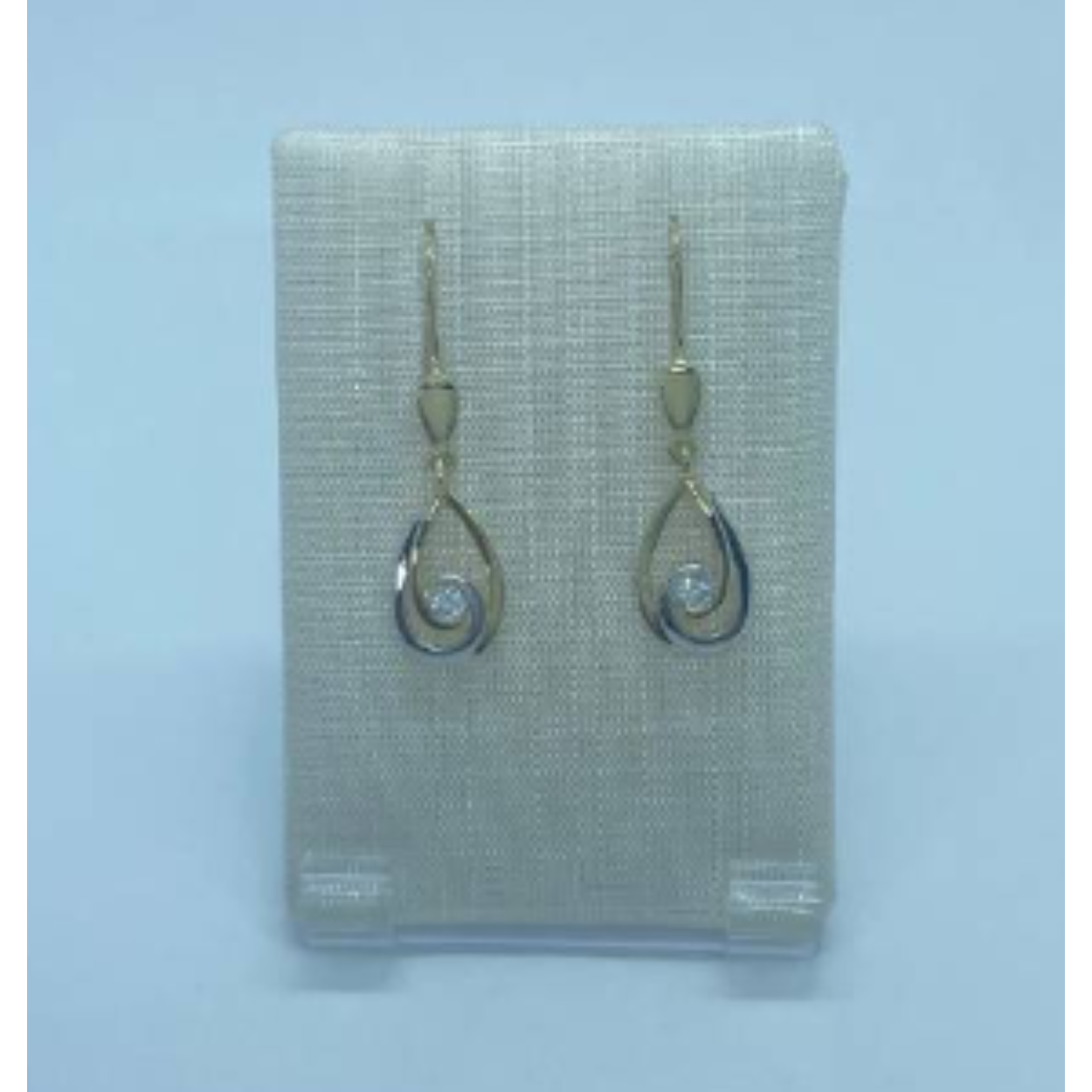 Bicolor gouden zirkonia oorhangers met brisure