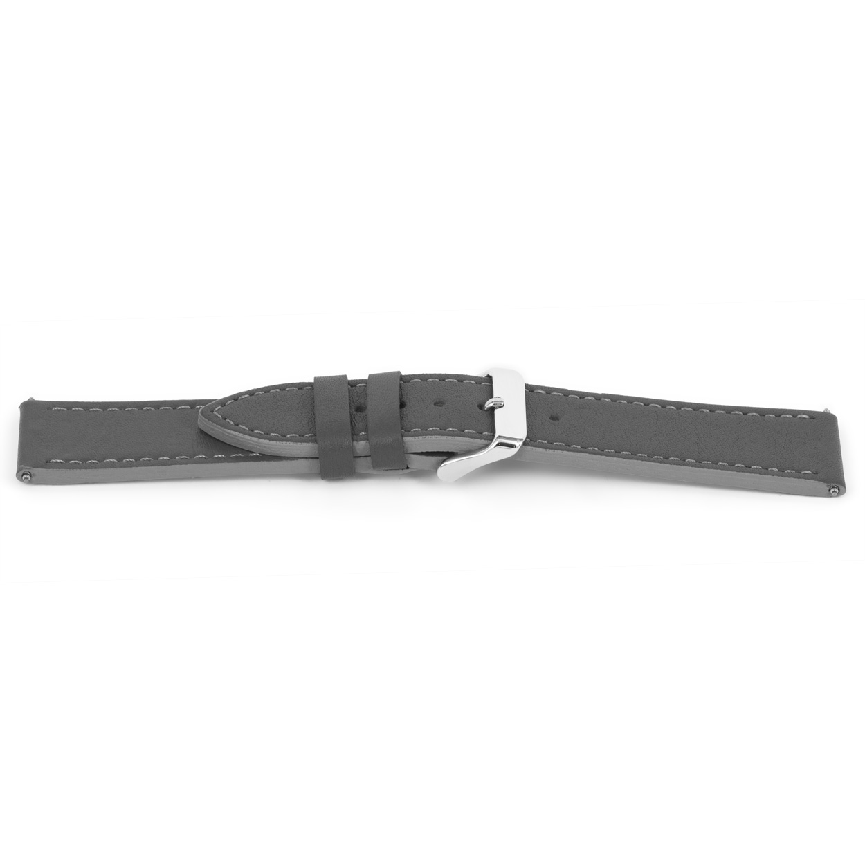 Hoogwaardig lederen horlogeband, grijs, glad en gestikt. 
Kleur band: Grijs
Band dikte: 3.4mm
Band lengte:80/120 mm
Band breedte: 24x22mm
Gesp: Edelstaal
Bekleding binnenband: Nubuck
Gestikt: Ja
Pushpin: Inclusief
Hypo allergisch: Ja
NFC Chip: Nee
EAN: 4780263881245