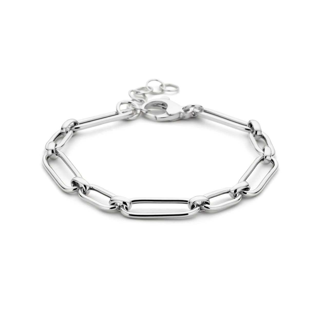 Gerhodineerd 925 zilveren armband met een schakelbreedte van 6mm. De armband heeft een draaglengte van 17cm met 2cm extensie. Uitgevoerd met karabijnsluiting.