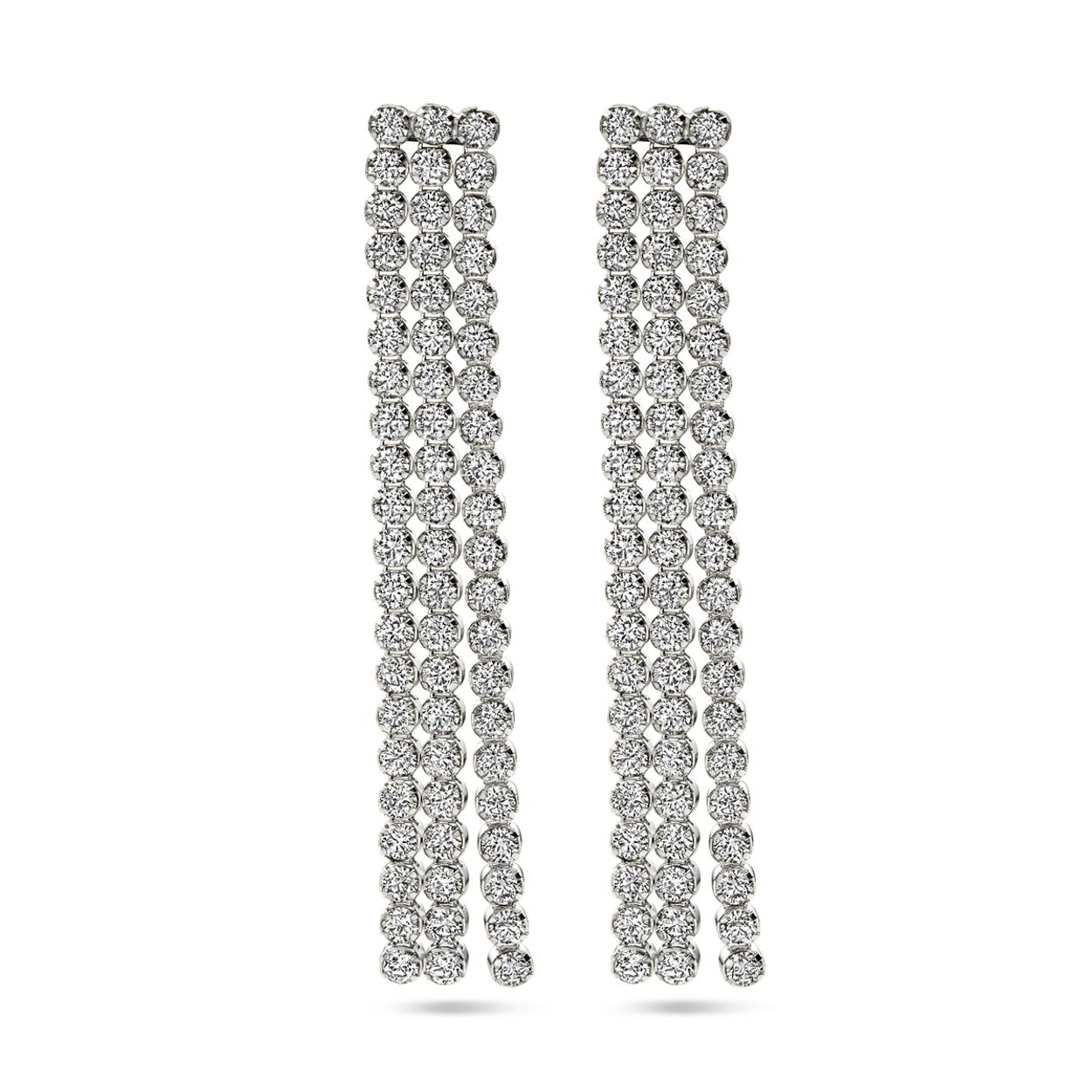 Gerhodineerd 925 zilveren oorhangers uitgevoerd met zirkonia. De oorhangers hebben een totale hoogte van 50mm.