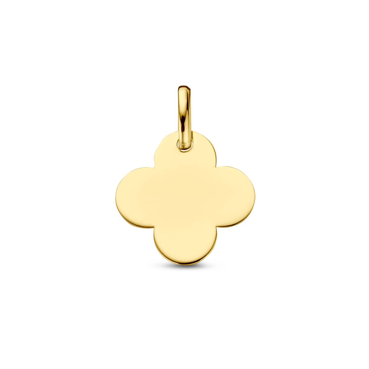 14k Geelgouden hanger in de vorm van een klavertje.