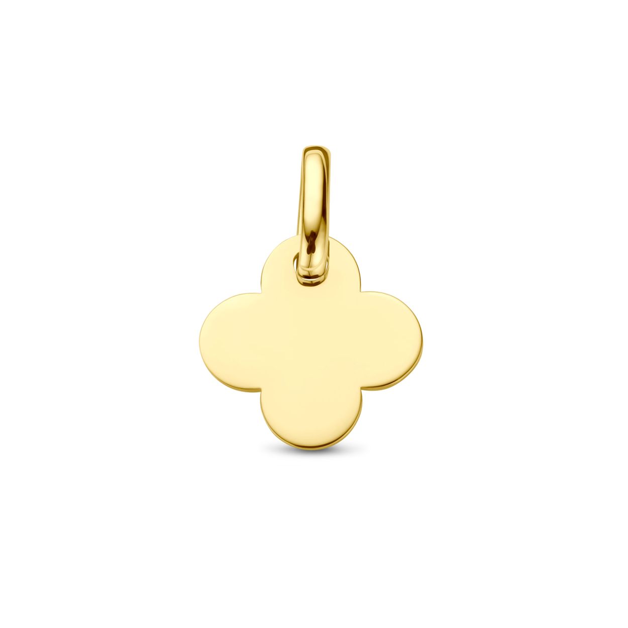 14k Geelgouden hanger in de vorm van een klavertje.