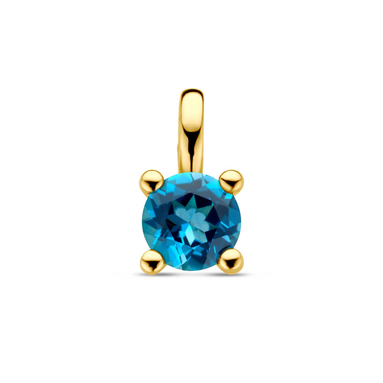 14krt Geelgoud hanger London blue topaas
9.5x5 mm