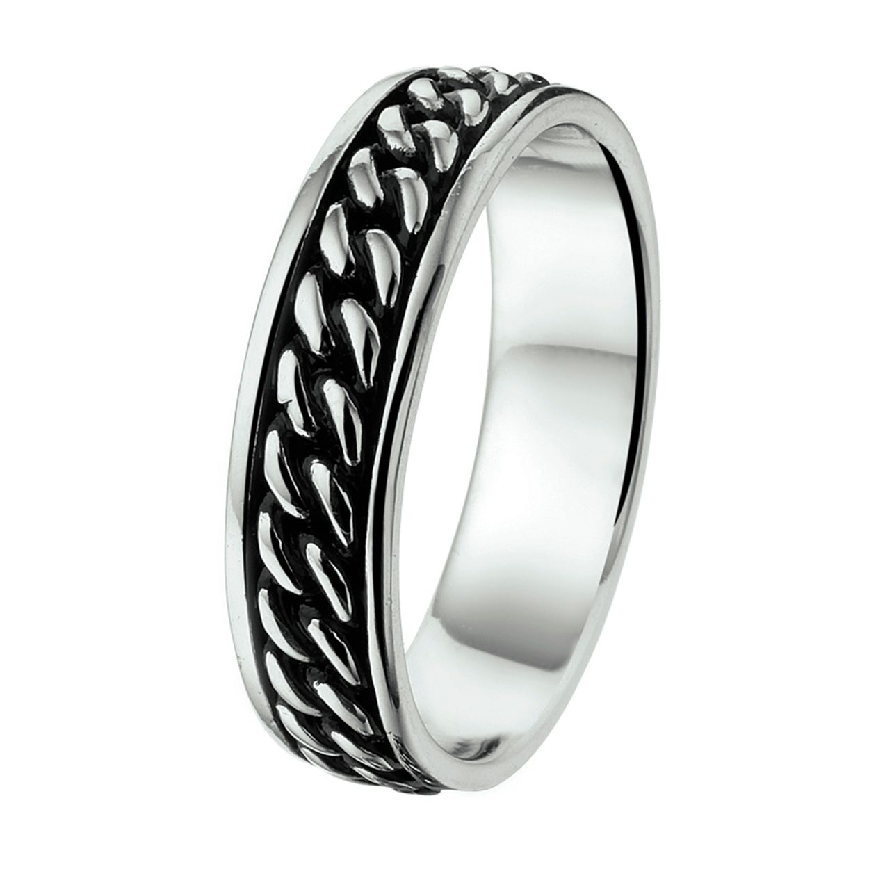 Geoxideerd zilveren ring.