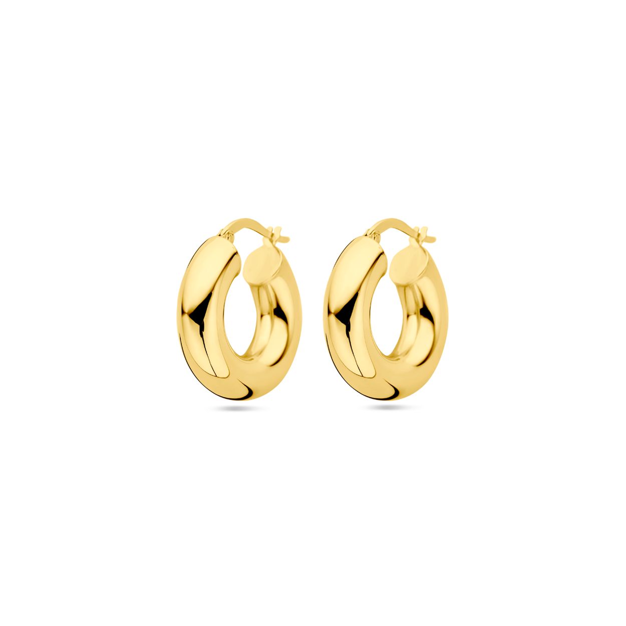 14k Geelgouden oorringen met een dikte van 6mm.