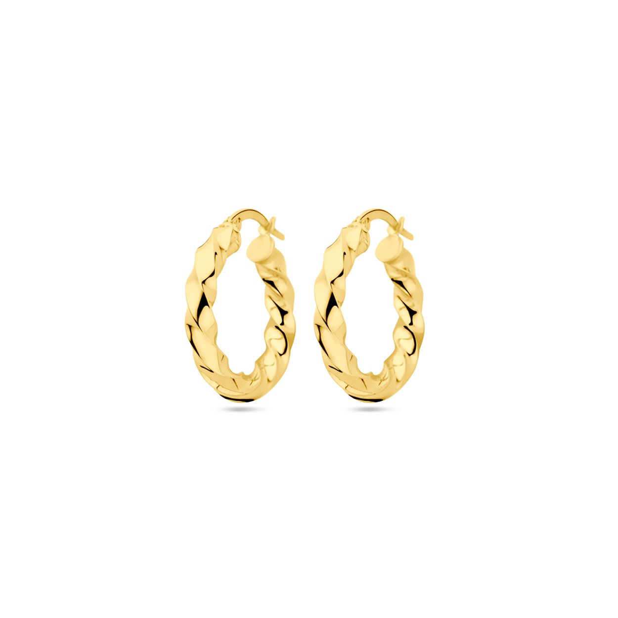 14k Geelgouden oorringen met een dikte van 4mm.