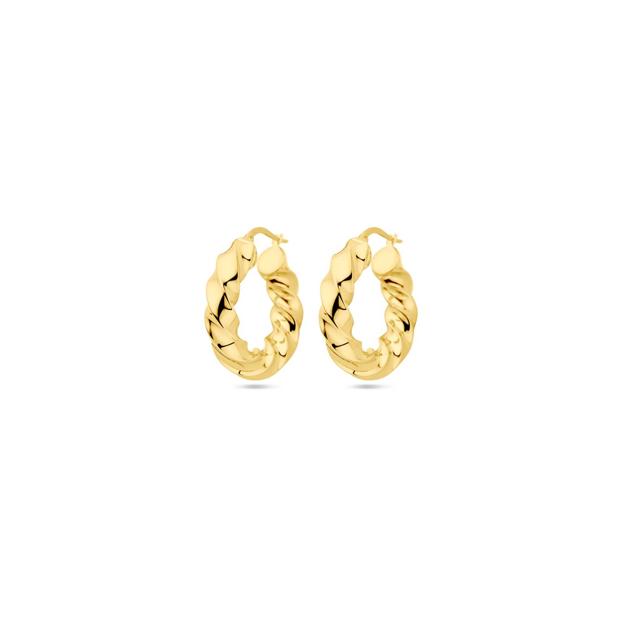 14k Geelgouden oorringen met een dikte van 6.5mm.