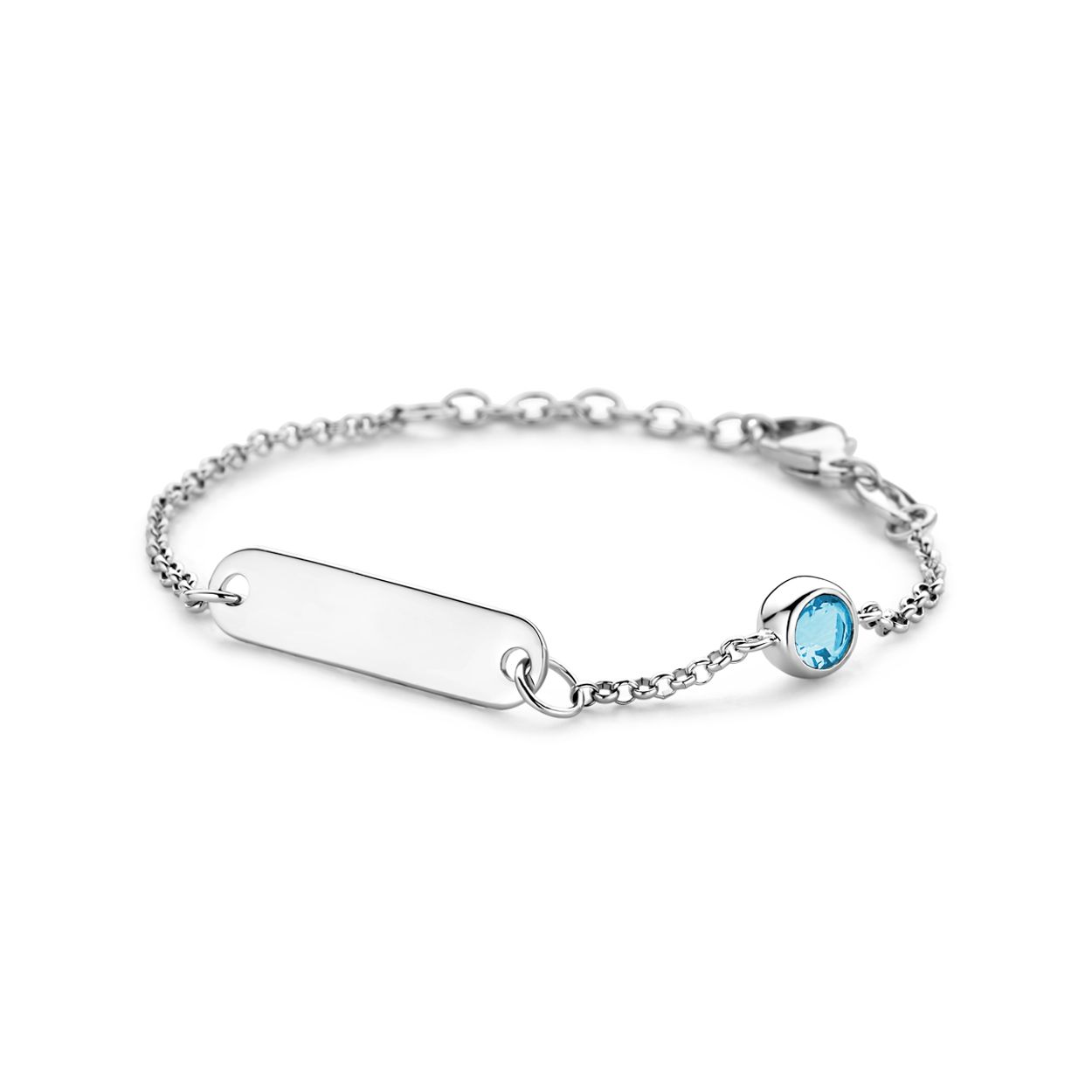 Graveerarmband plaat 5,0 mm met geboortesteen 11 + 2 cm