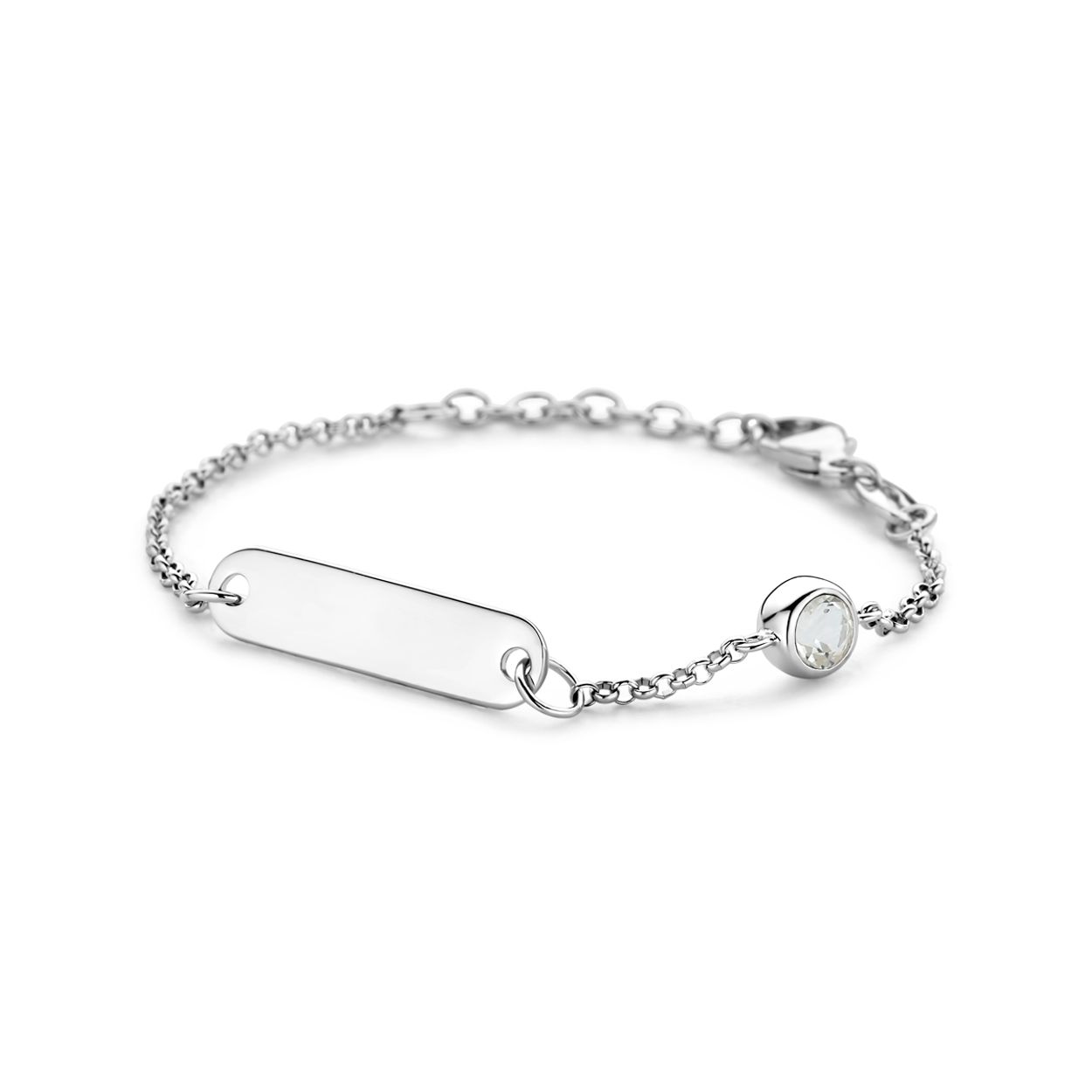 Graveerarmband plaat 5,0 mm met geboortesteen 11 + 2 cm