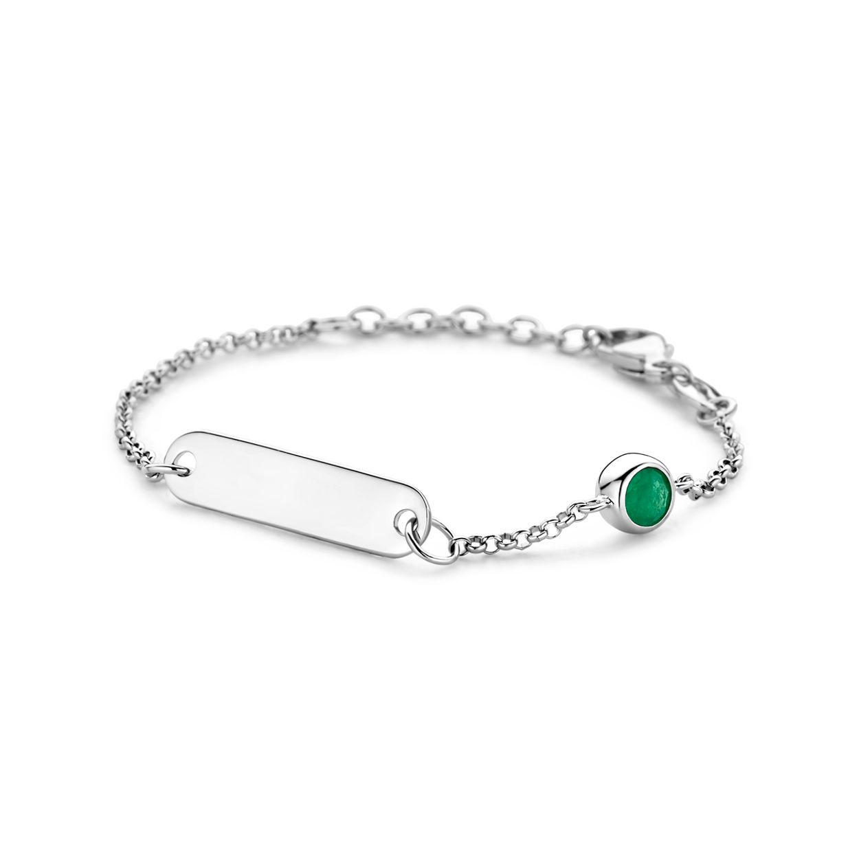 Graveerarmband plaat 5,0 mm met geboortesteen 11 + 2 cm