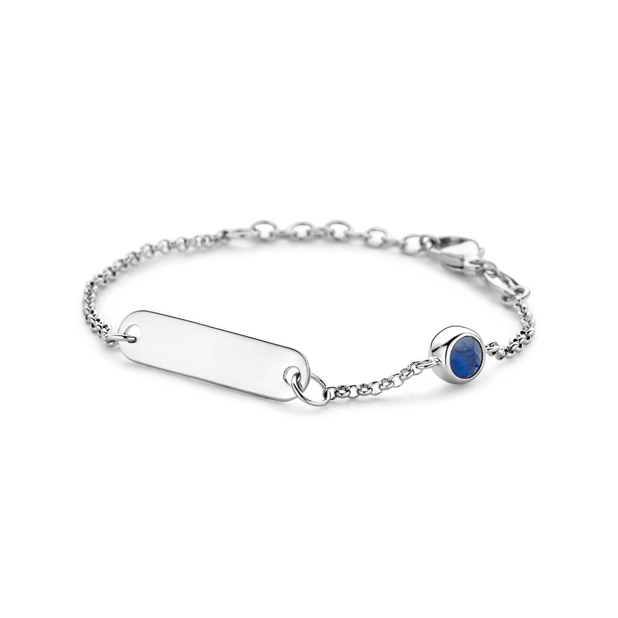 Graveerarmband plaat 5,0 mm met geboortesteen 11 + 2 cm