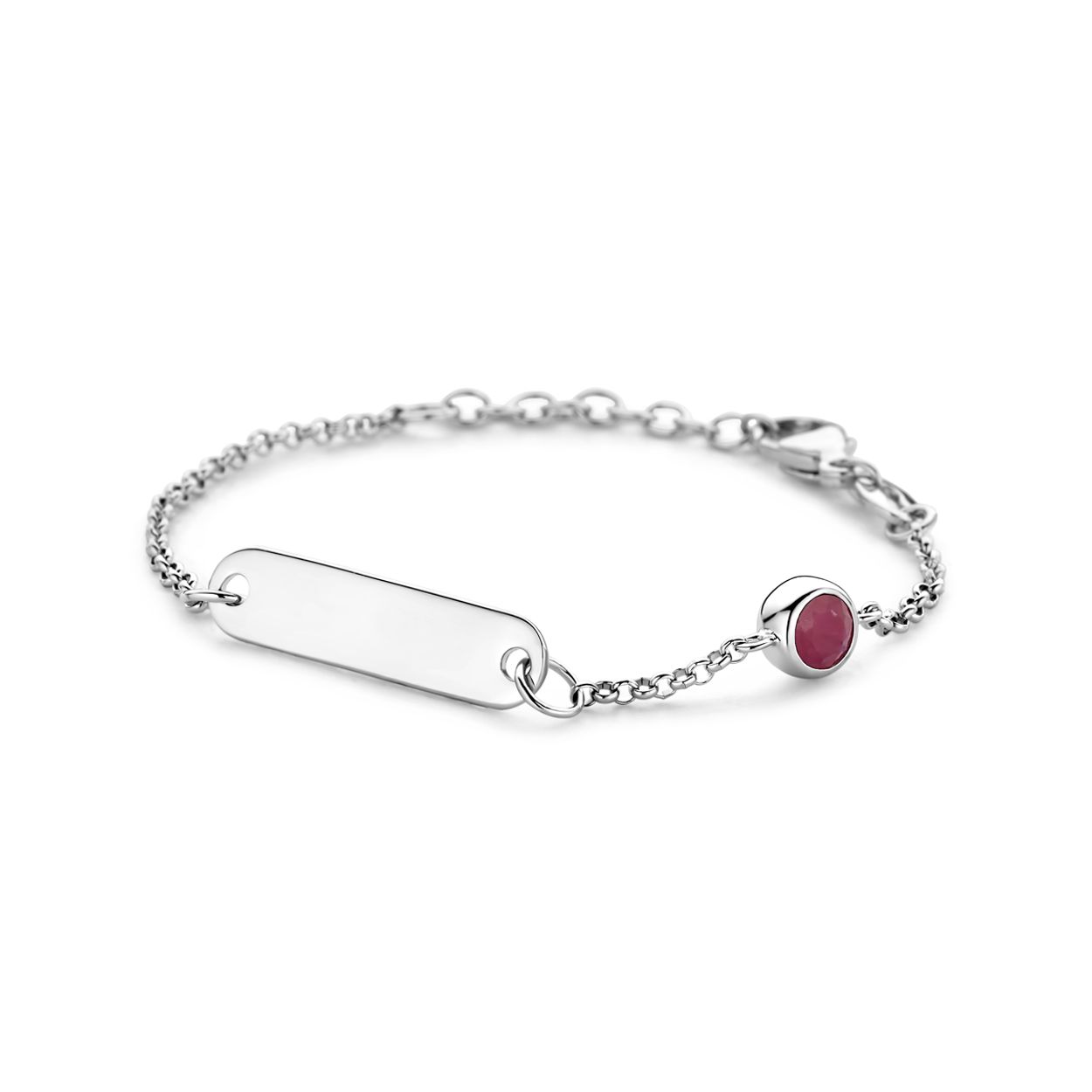 Graveerarmband plaat 5,0 mm met geboortesteen 11 + 2 cm